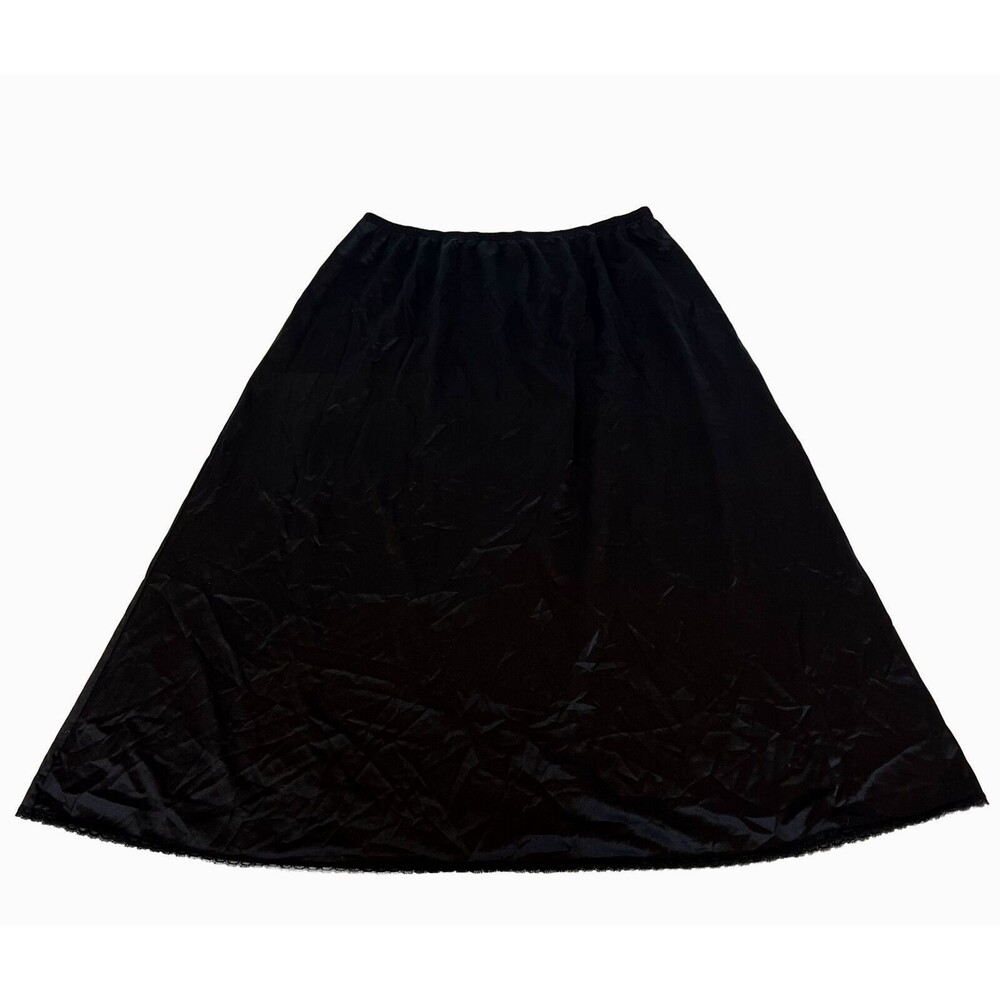 VTG Coquette Whimsigoth Black Half Slip Lace US Size L/28” Vanity Fair